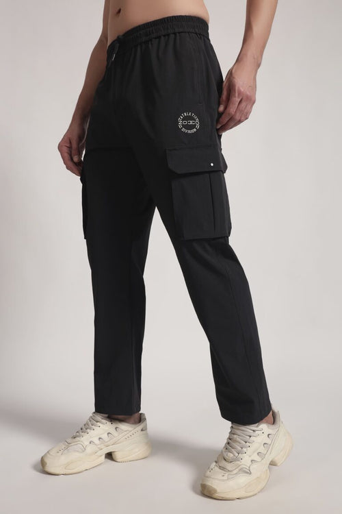 Black Cargo Joggers for Men | Cotton Blend Streetwear Pants