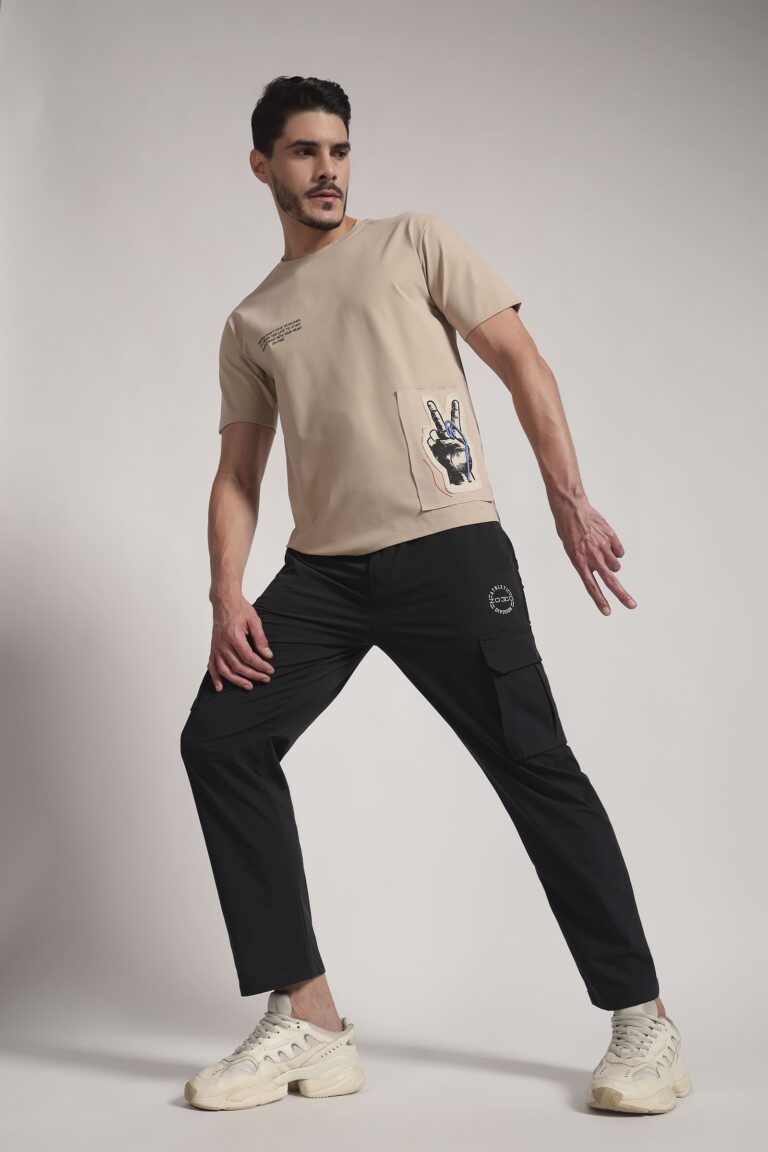 Black Cargo Joggers for Men | Cotton Blend Streetwear Pants