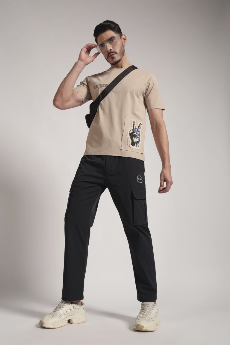 Black Cargo Joggers for Men | Cotton Blend Streetwear Pants