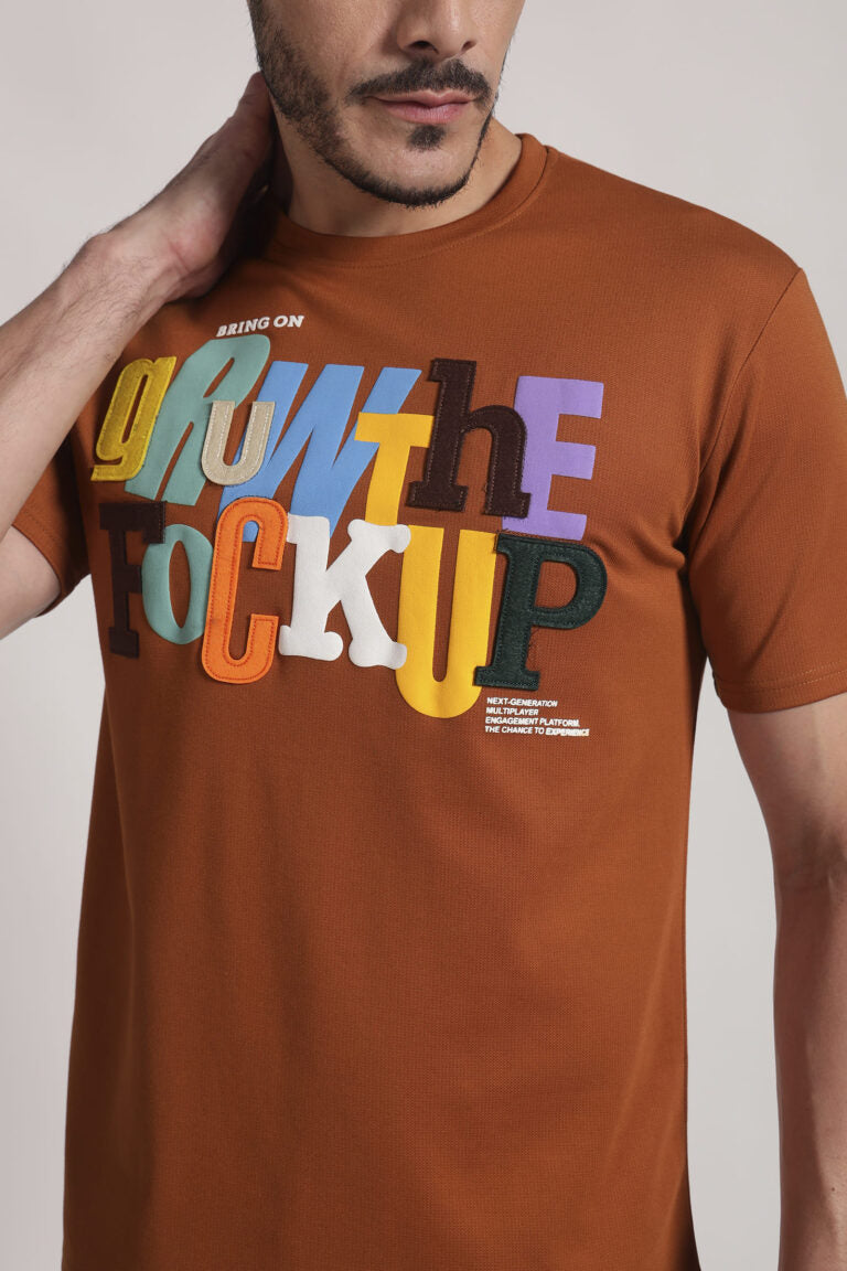 Rust Orange Multicolor Graphic T-Shirt
