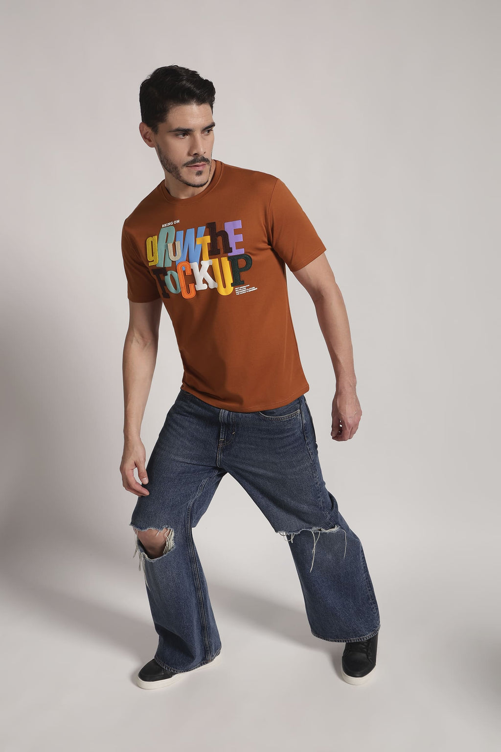 Rust Orange Multicolor Graphic T-Shirt
