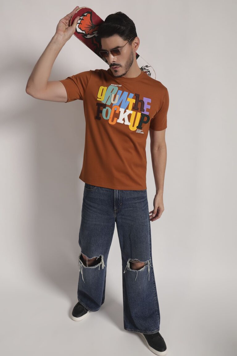Rust Orange Multicolor Graphic T-Shirt
