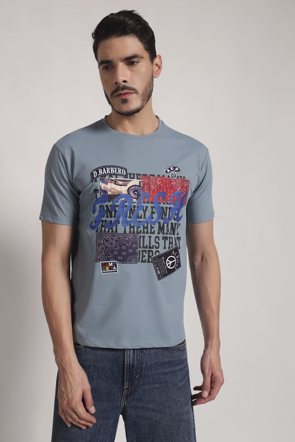 Blue Multicolor “FRESH” Graphic T-Shirt