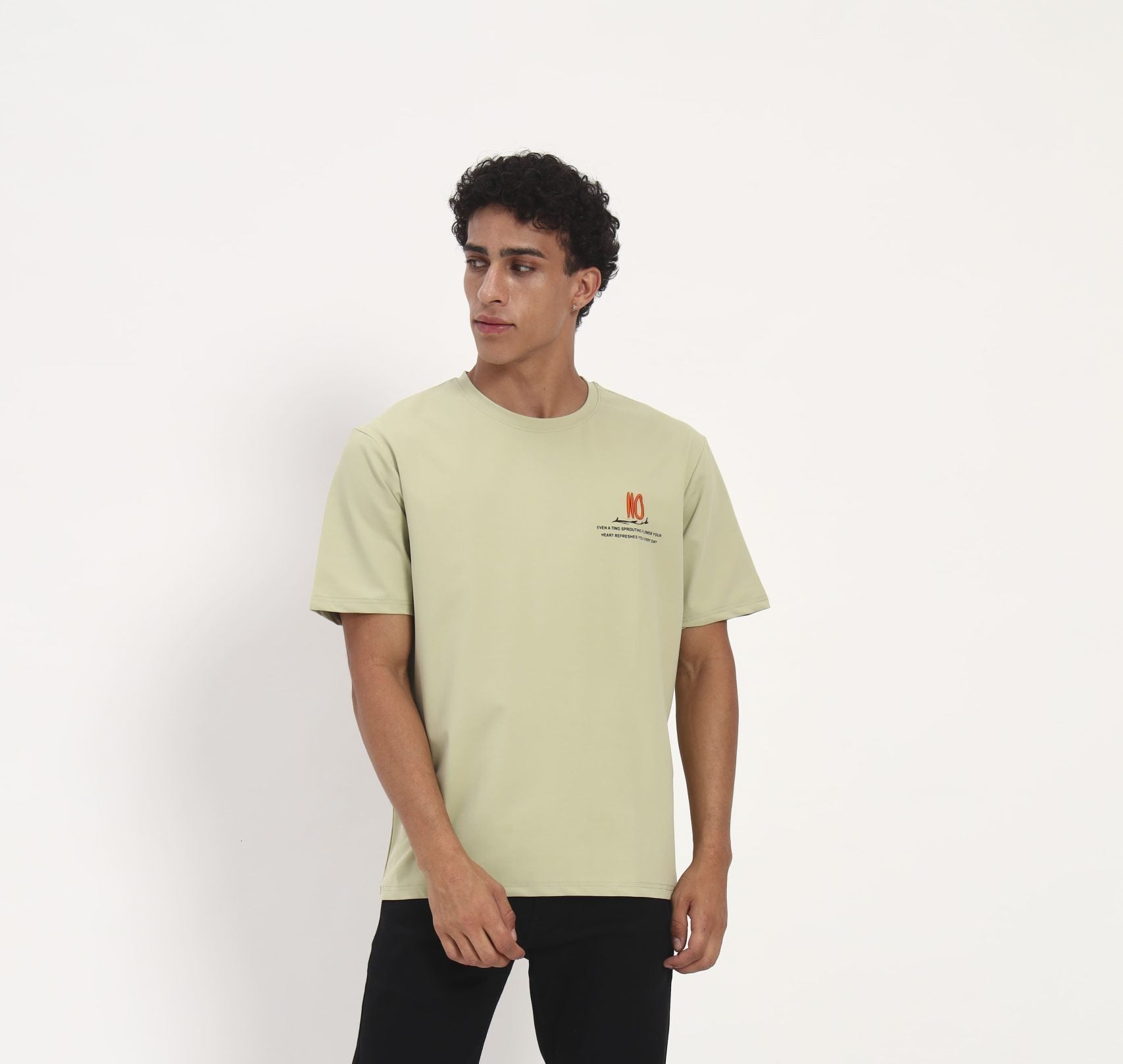 Zocco Sage Green Graphic T-Shirt - Minimal Floral Back Print