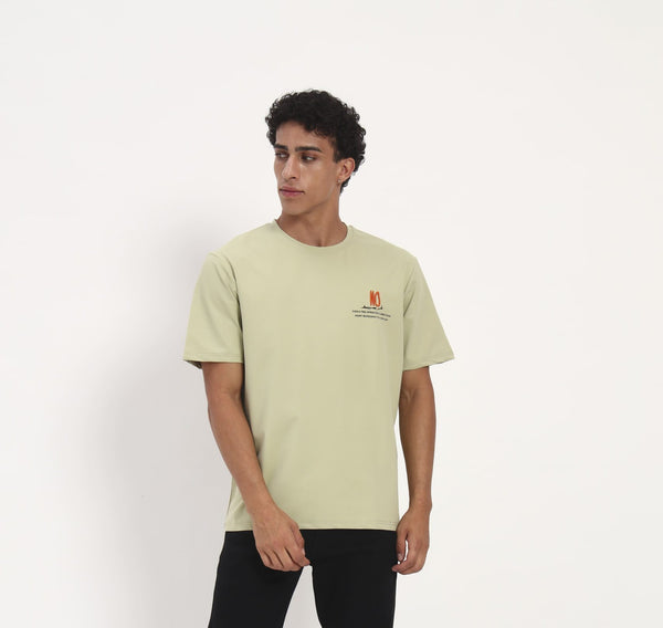 Zocco Sage Green Graphic T-Shirt - Minimal Floral Back Print