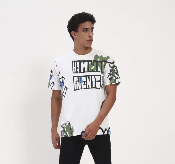 Zocco White Graffiti Graphic T-Shirt - Street Style Print