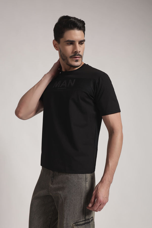 ZOCCO Black MAN Embossed Graphic T-Shirt