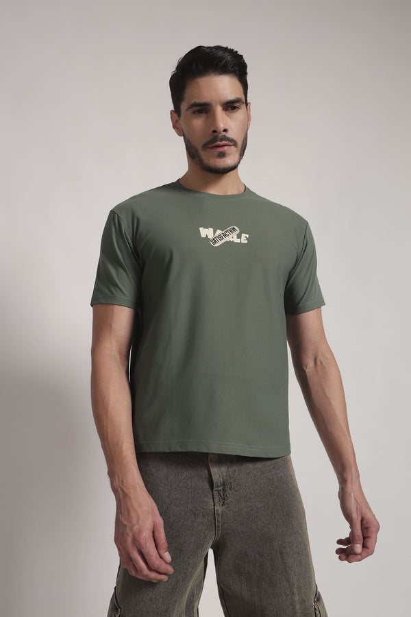 Olive Green Graphic Crew Neck T-Shirt
