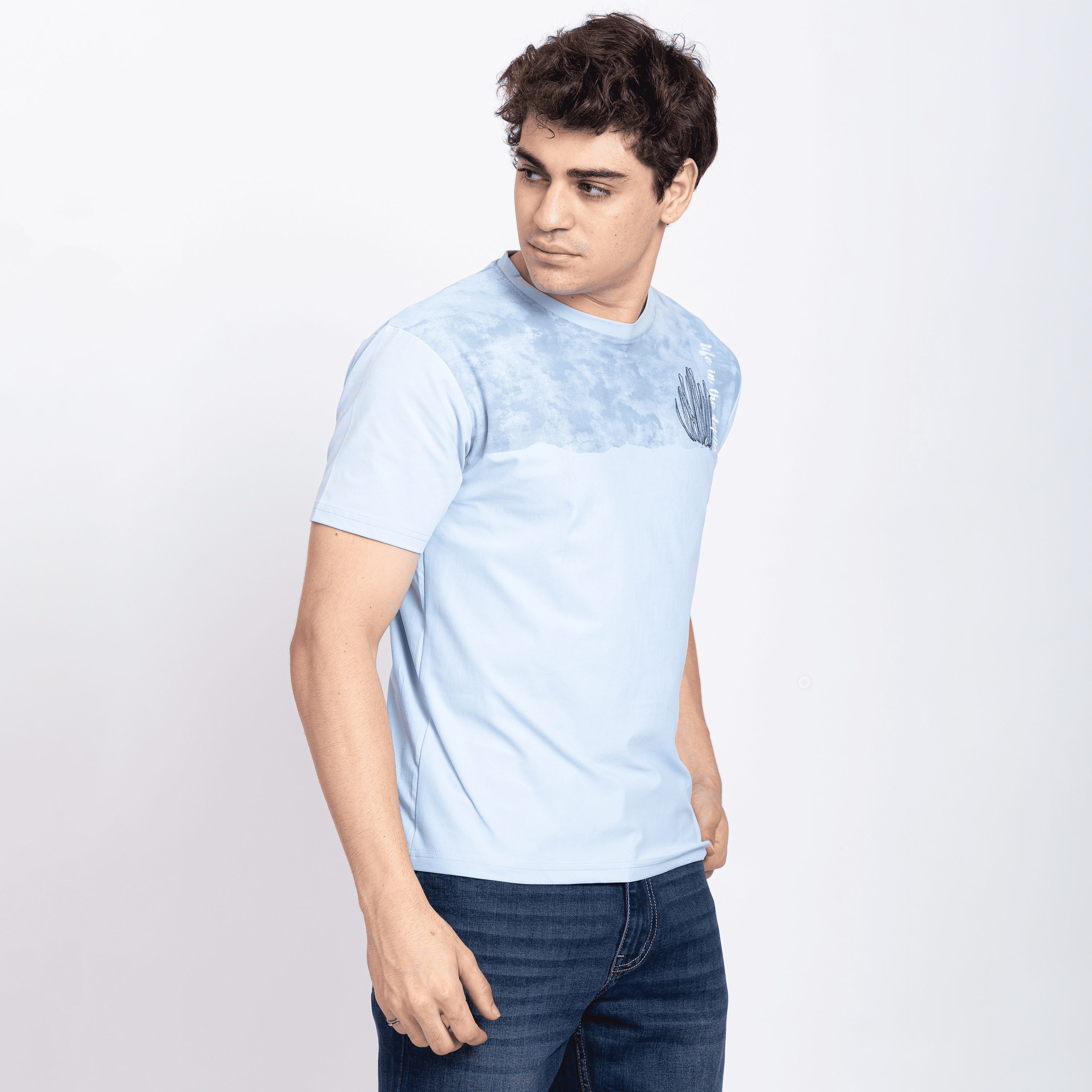 Half Sleeve Round Neck T-Shirt with Front & Back Print