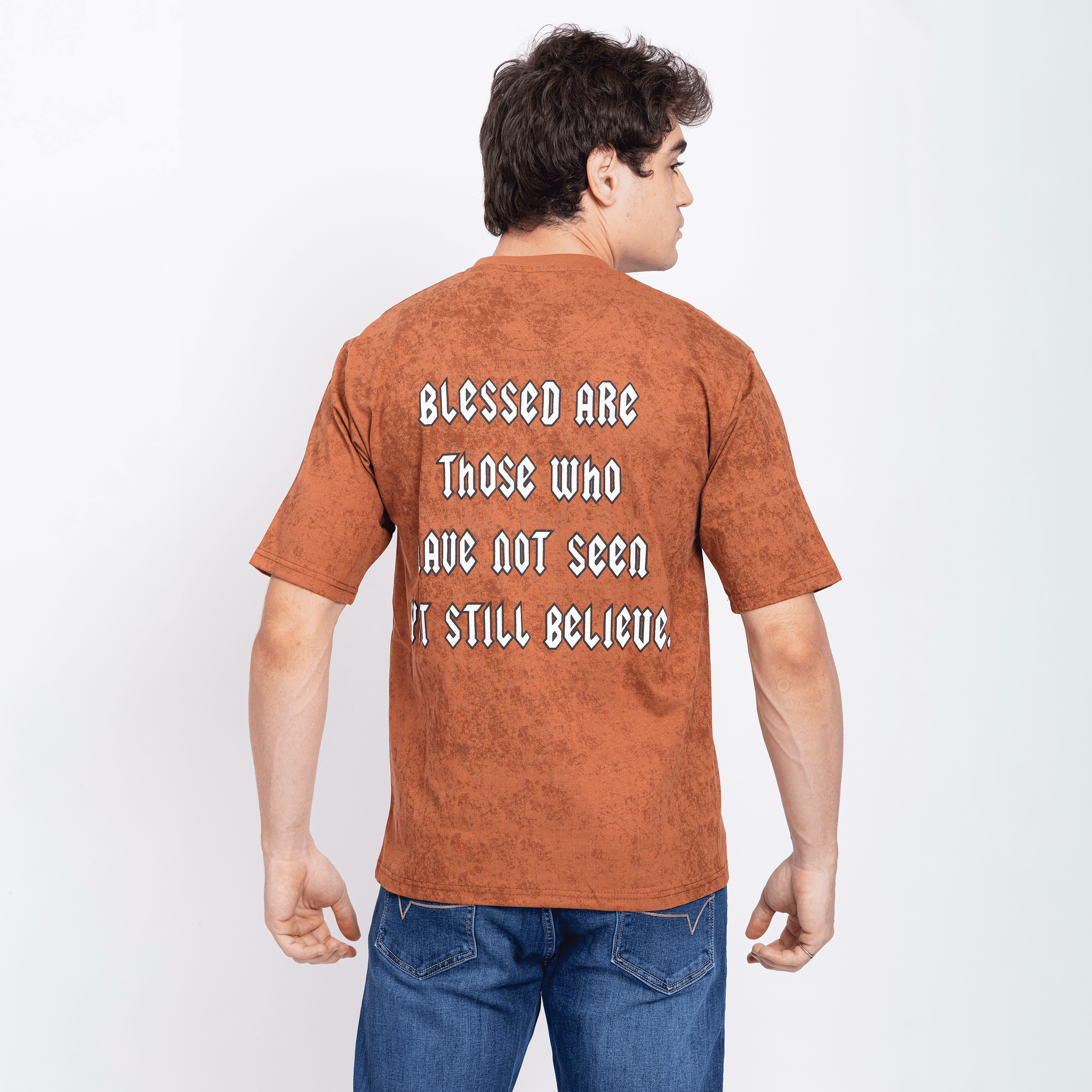 Half Sleeve Round Neck T-Shirt with Front & Back Print