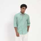 Mint Green Vertical Stripe Cotton Shirt