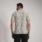 Monochrome Abstract Block Print Cuban Collar Shirt