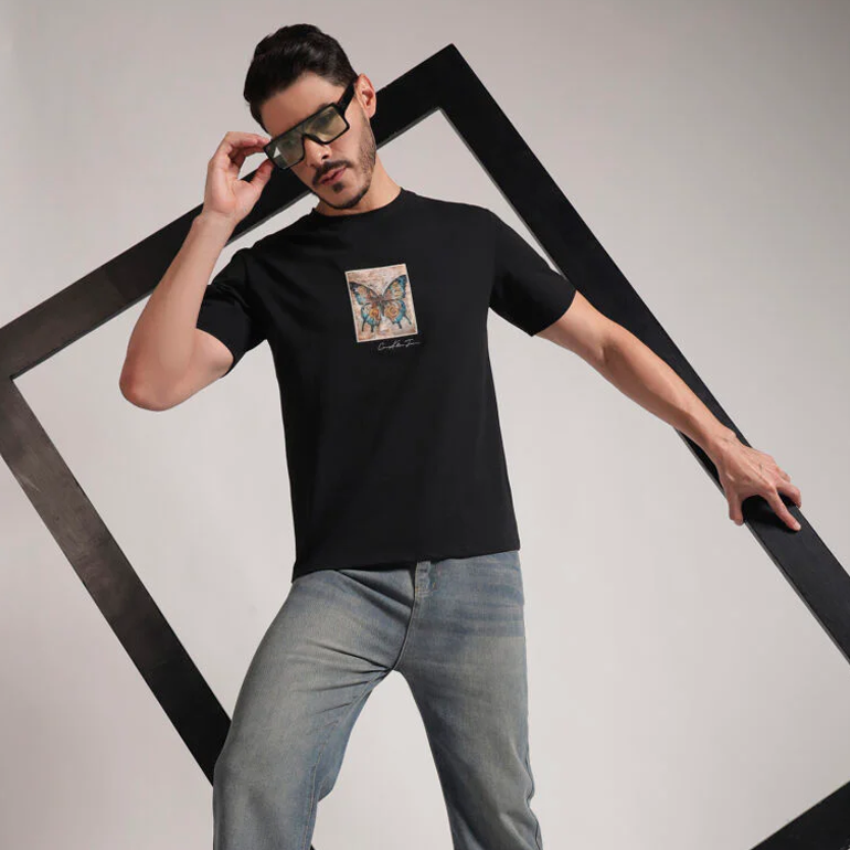 Black Butterfly Graphic T-Shirt