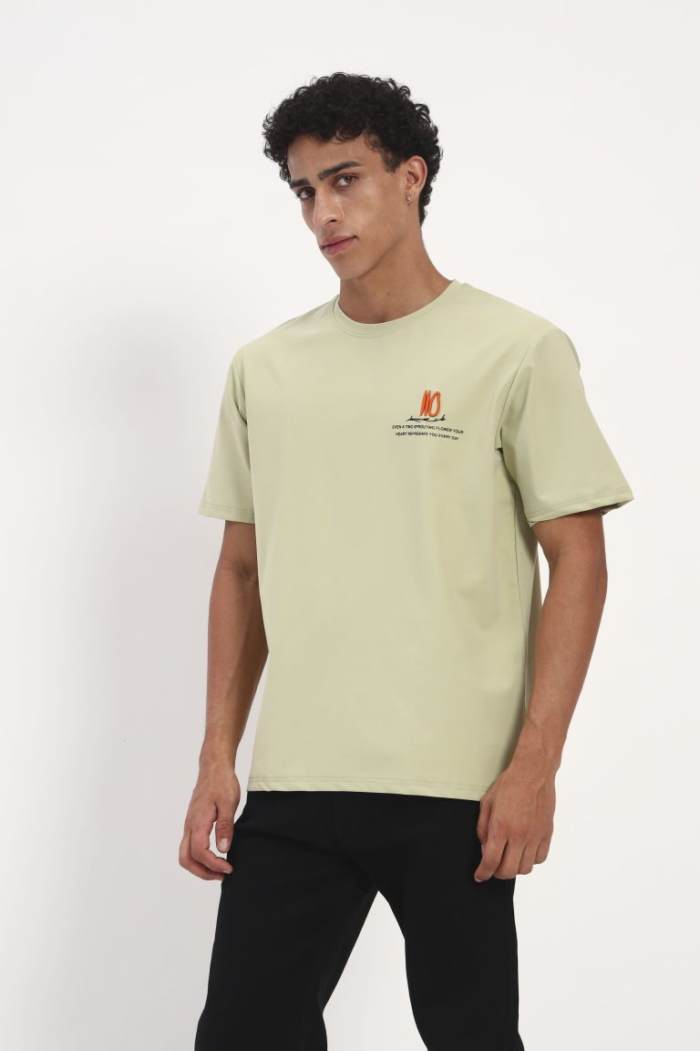 Zocco Sage Green Graphic T-Shirt - Minimal Floral Back Print