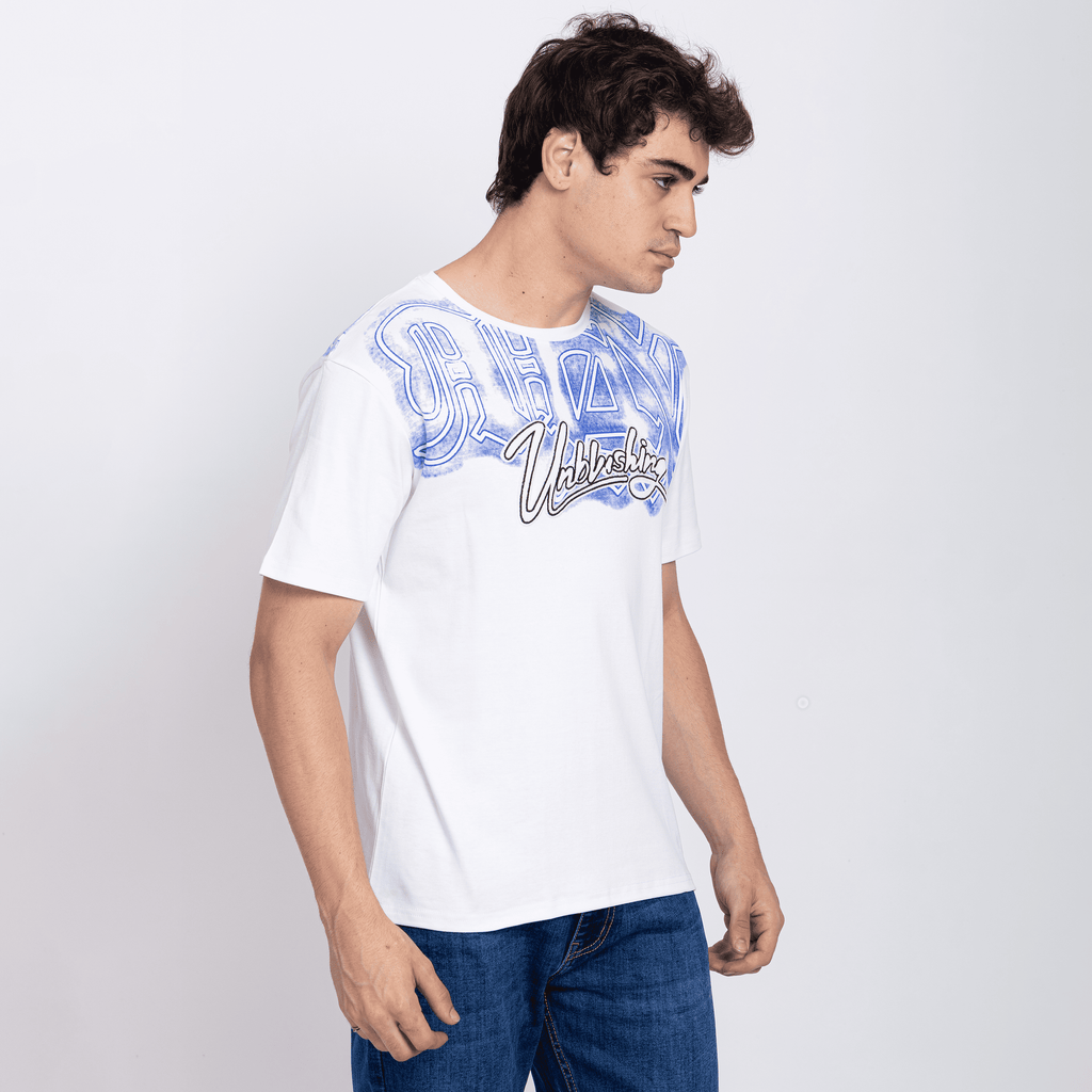 Half Sleeve Round Neck T-Shirt with Front & Back Print