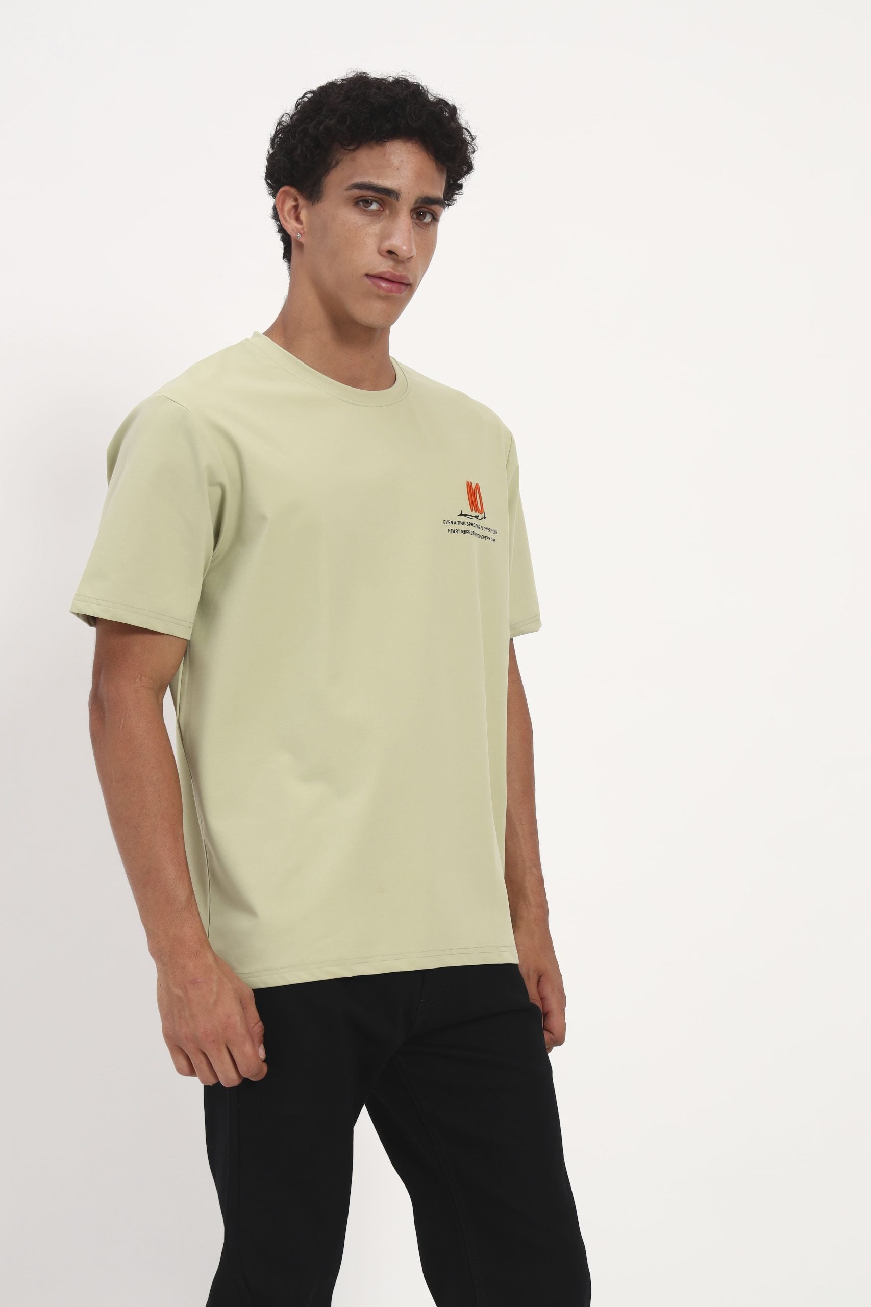 Zocco Sage Green Graphic T-Shirt - Minimal Floral Back Print