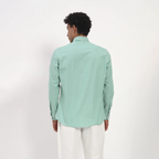 Mint Green Vertical Stripe Cotton Shirt