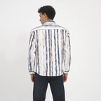Navy & Blush Vertical Stripe Washed Cotton Shirt