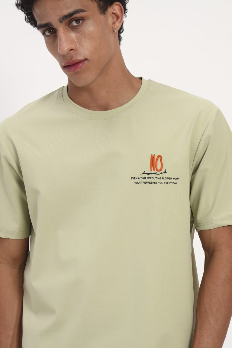 Zocco Sage Green Graphic T-Shirt - Minimal Floral Back Print