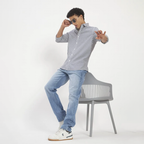 Navy & White Vertical Stripe Cotton Shirt