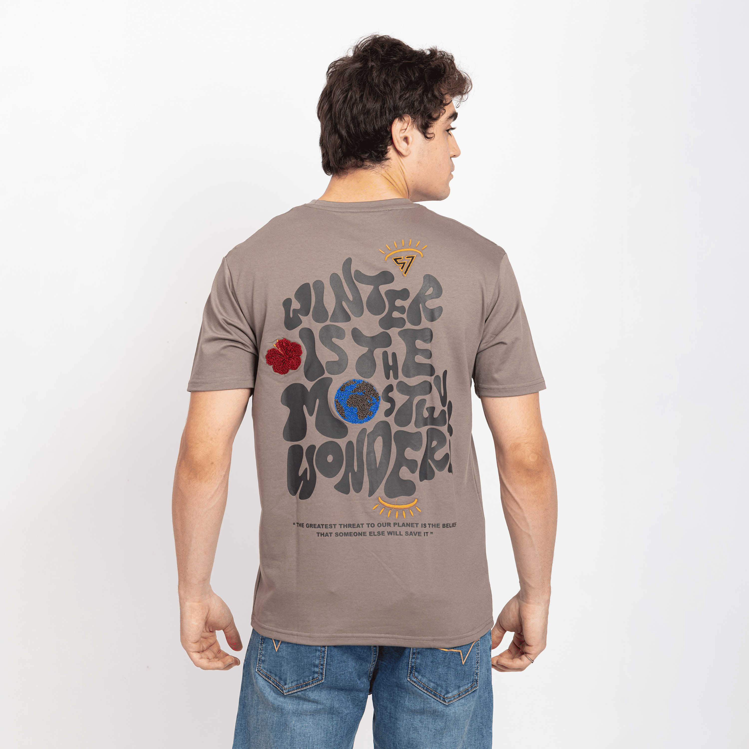 Half Sleeve Round Neck T-Shirt with Front & Back Print