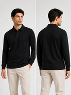 Men's Black Full Sleeve Polo T-Shirt