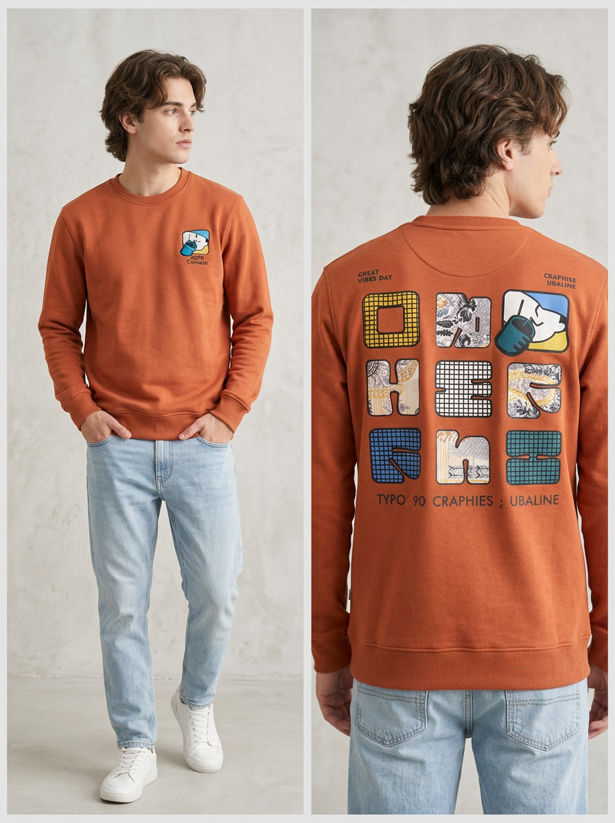 Men’s Printed Round Neck Sweatshirt
