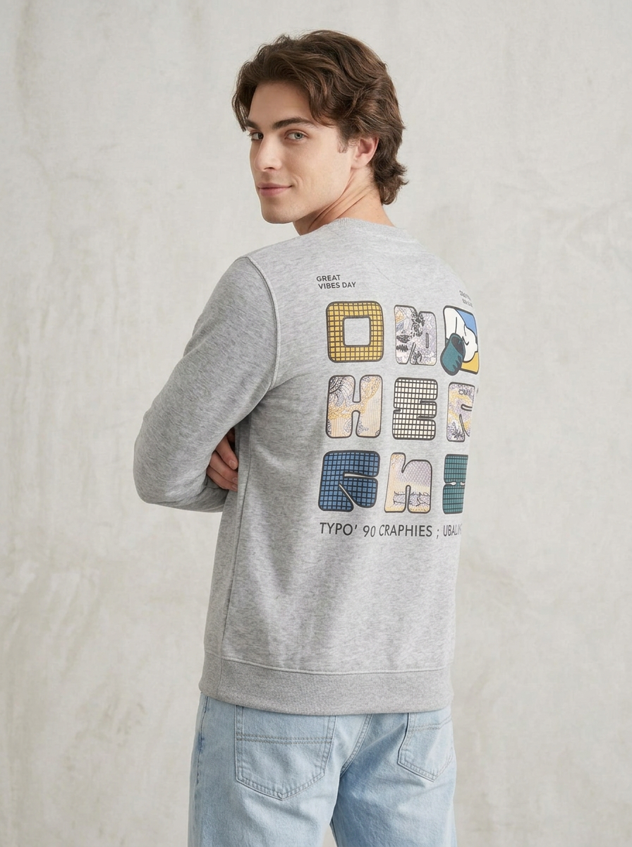 Men’s Printed Round Neck Sweatshirt