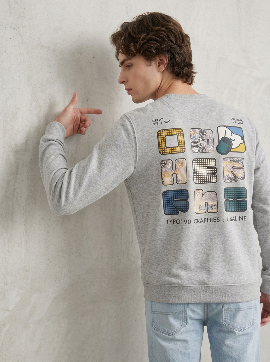 Men’s Printed Round Neck Sweatshirt