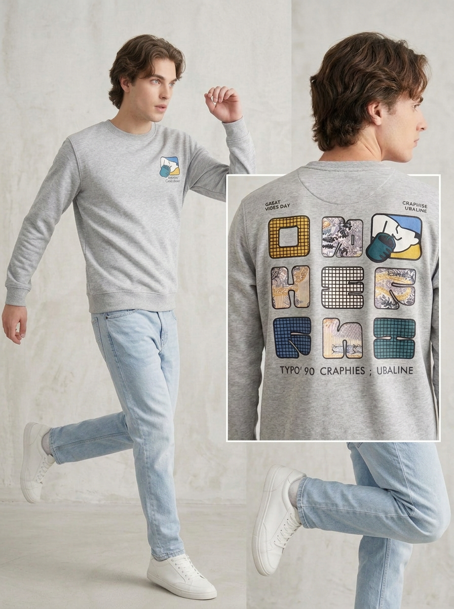 Men’s Printed Round Neck Sweatshirt