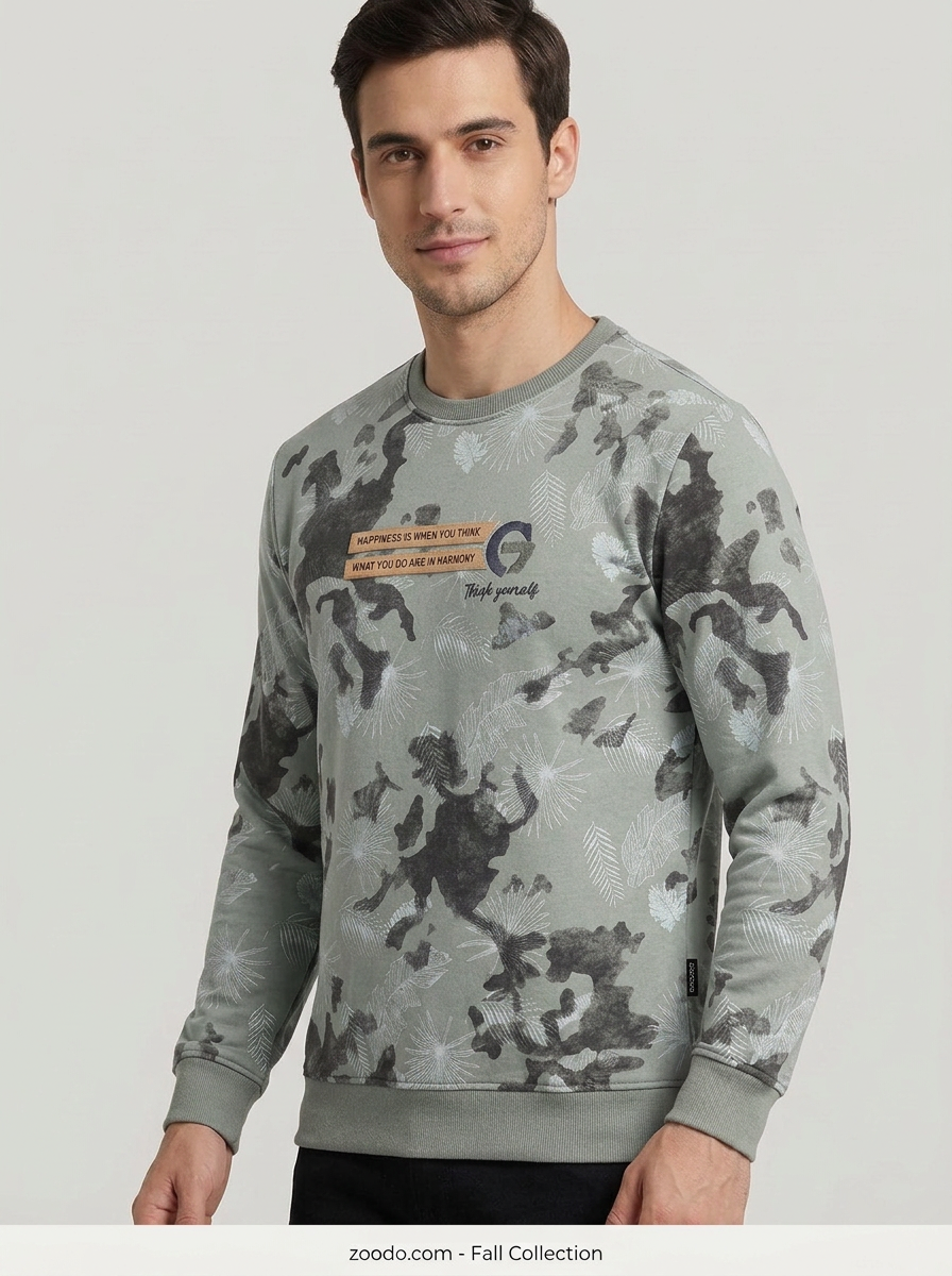 Men’s Printed Round Neck Sweatshirt