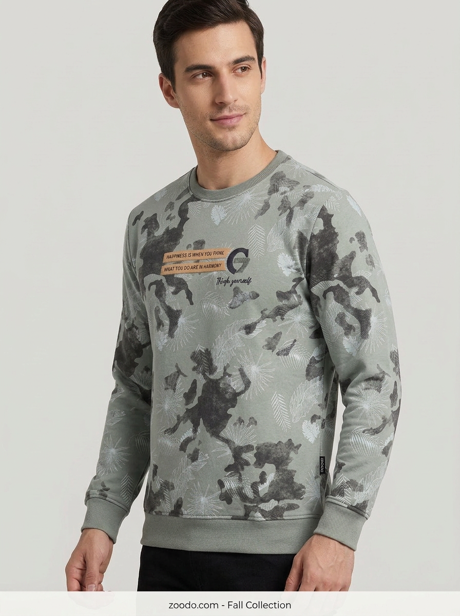Men’s Printed Round Neck Sweatshirt
