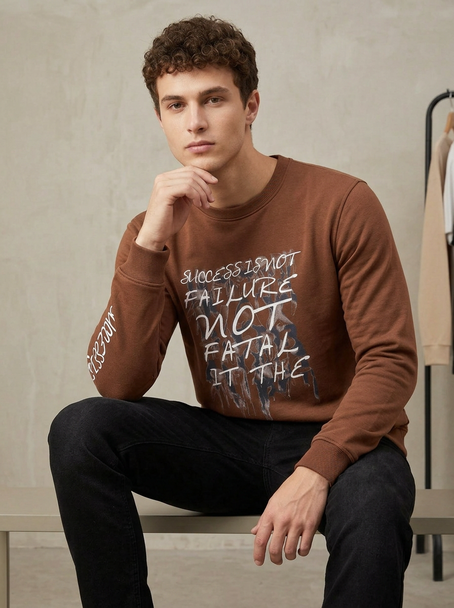 Men’s Printed Round Neck Sweatshirt