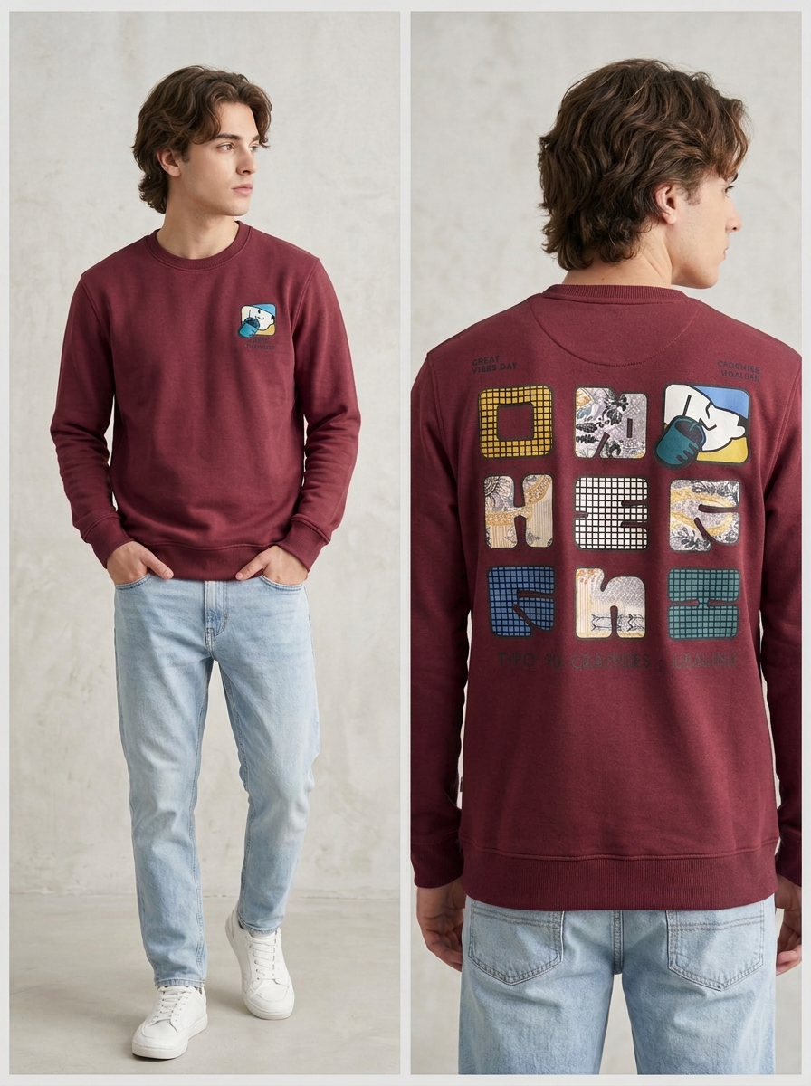 Men’s Printed Round Neck Sweatshirt