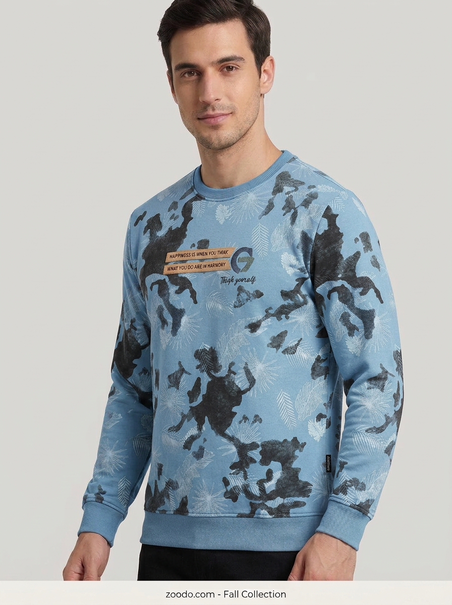 Men’s Printed Round Neck Sweatshirt