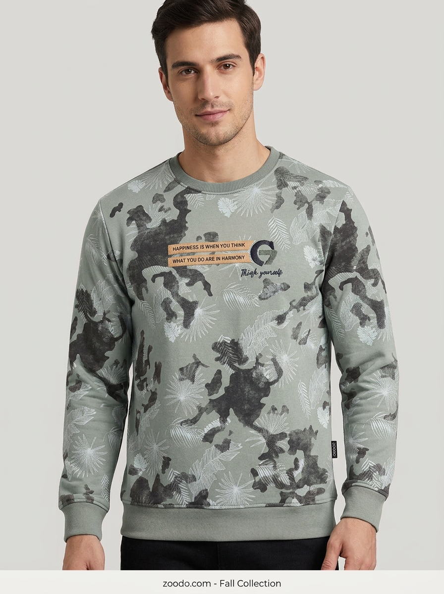 Men’s Printed Round Neck Sweatshirt