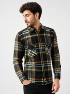 Men’s Black & Dark Green Checked Full Sleeve Casual Shirt