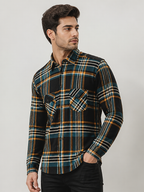 Men’s Black & Dark Green Checked Full Sleeve Casual Shirt