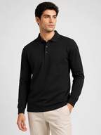 Men's Black Full Sleeve Polo T-Shirt