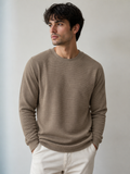 Men’s Taupe Waffle Knit Crew Neck Sweatshirt