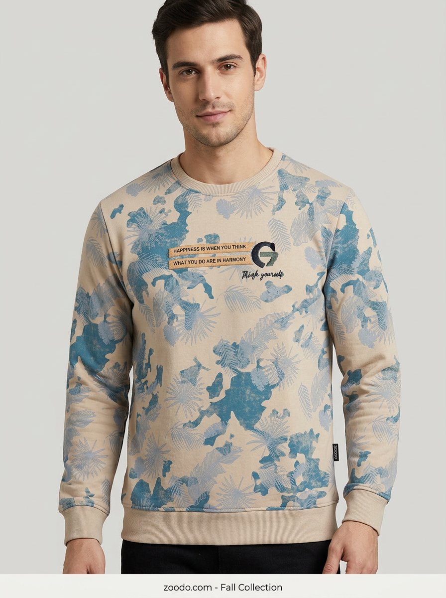 Men’s Printed Round Neck Sweatshirt