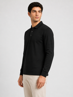 Men's Black Full Sleeve Polo T-Shirt